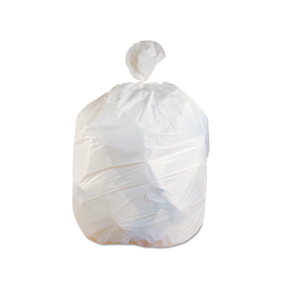 Linear Low-Density Can Liners, 60 gal, 0.75 mil, 38" x 58", White, 100/Carton. Picture 1