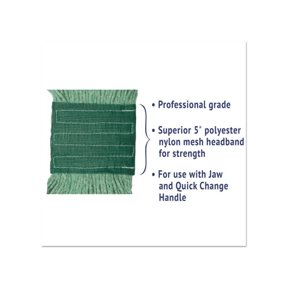 Super Loop Wet Mop Head, Cotton/Synthetic Fiber, 5" Headband, Medium Size, Green. Picture 4