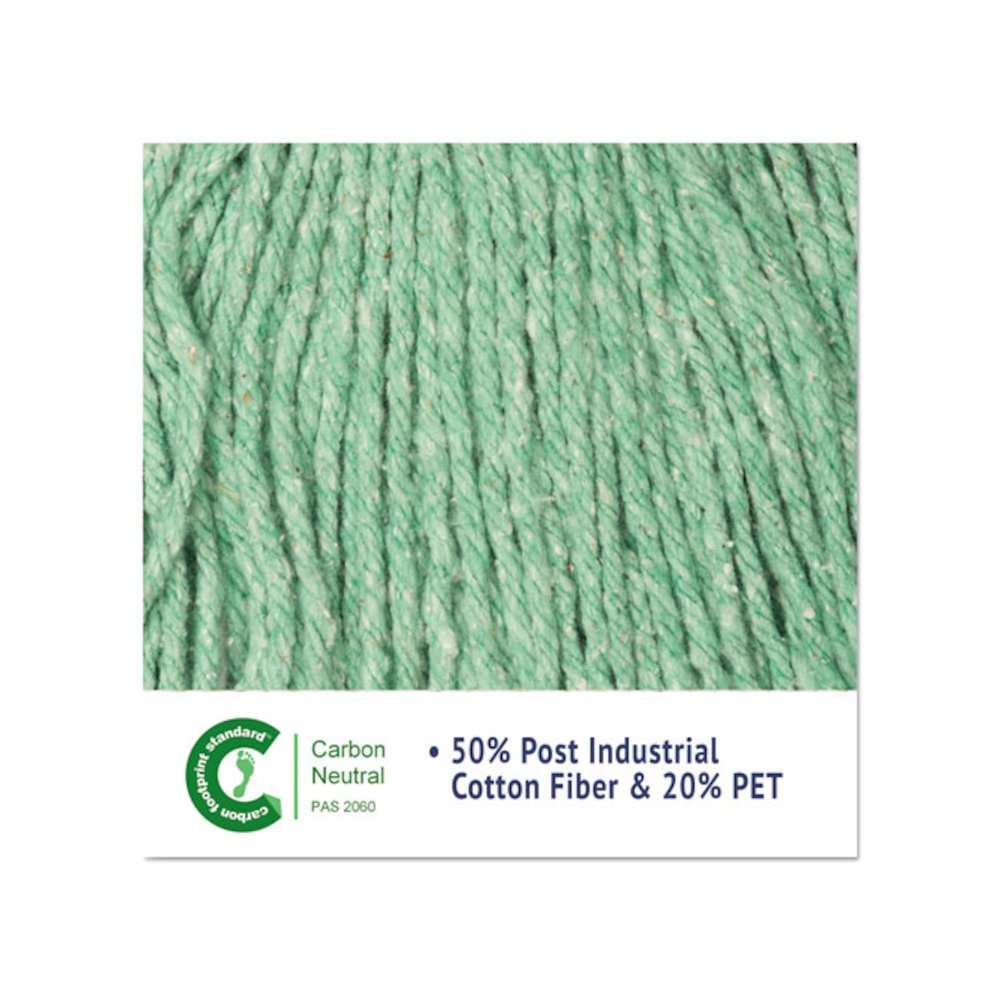 Super Loop Wet Mop Head, Cotton/Synthetic Fiber, 5" Headband, Medium Size, Green, 12/Carton. Picture 6