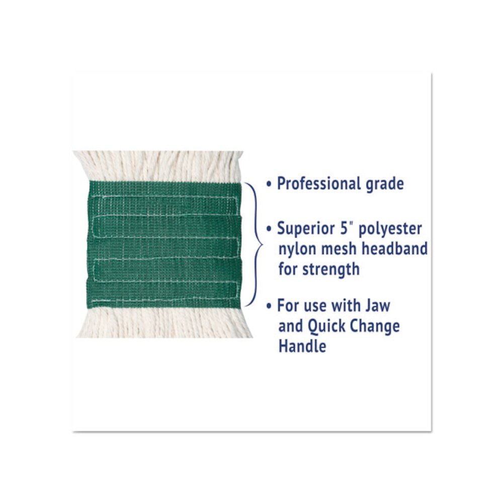 Super Loop Wet Mop Head, Cotton/Synthetic Fiber, 5" Headband, Medium Size, White. Picture 4
