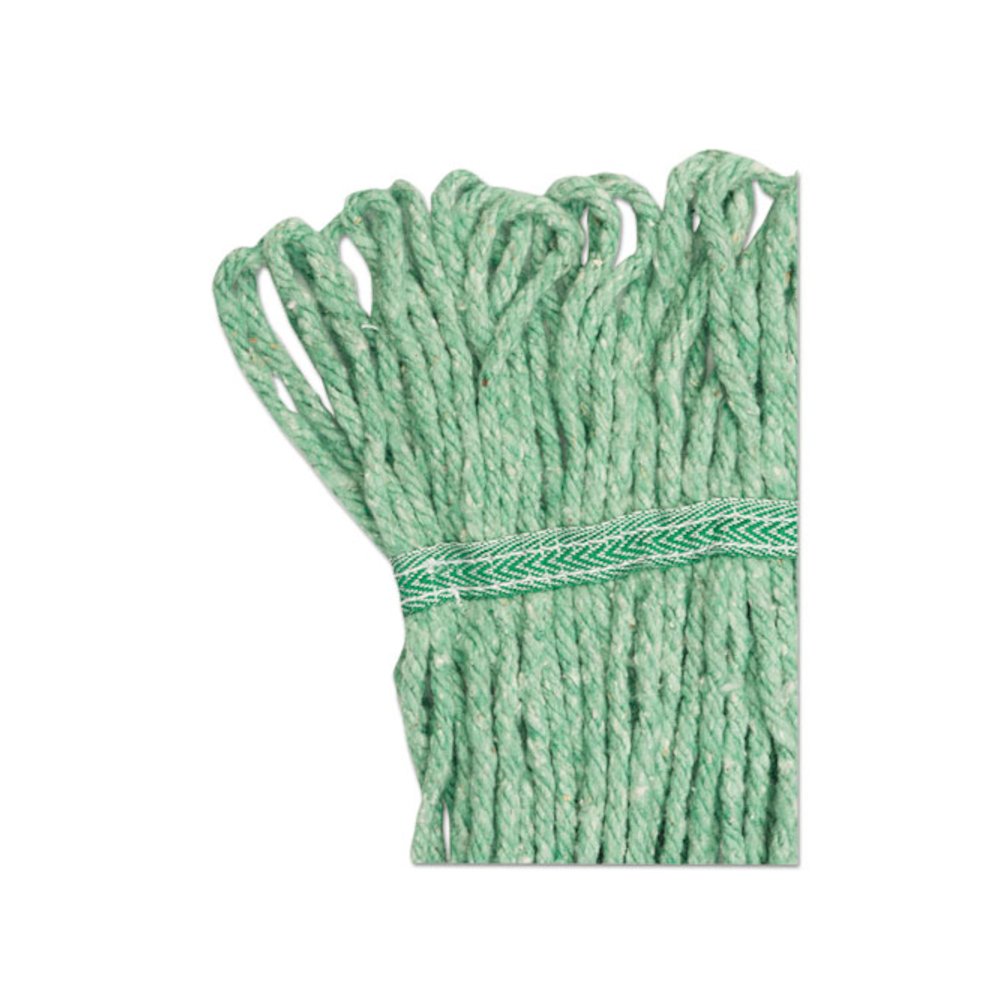 Super Loop Wet Mop Head, Cotton/Synthetic Fiber, 5" Headband, Medium Size, Green, 12/Carton. Picture 9