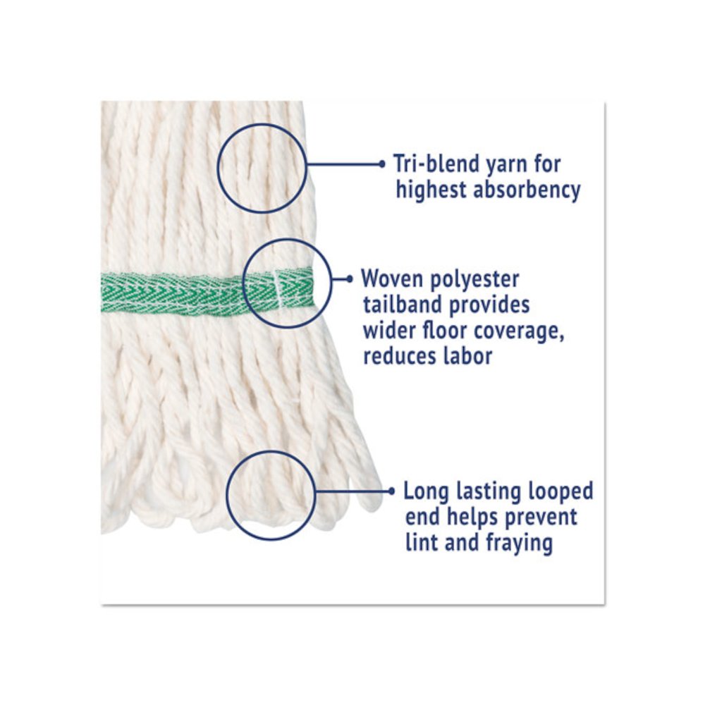 Super Loop Wet Mop Head, Cotton/Synthetic Fiber, 5" Headband, Medium Size, White. Picture 3