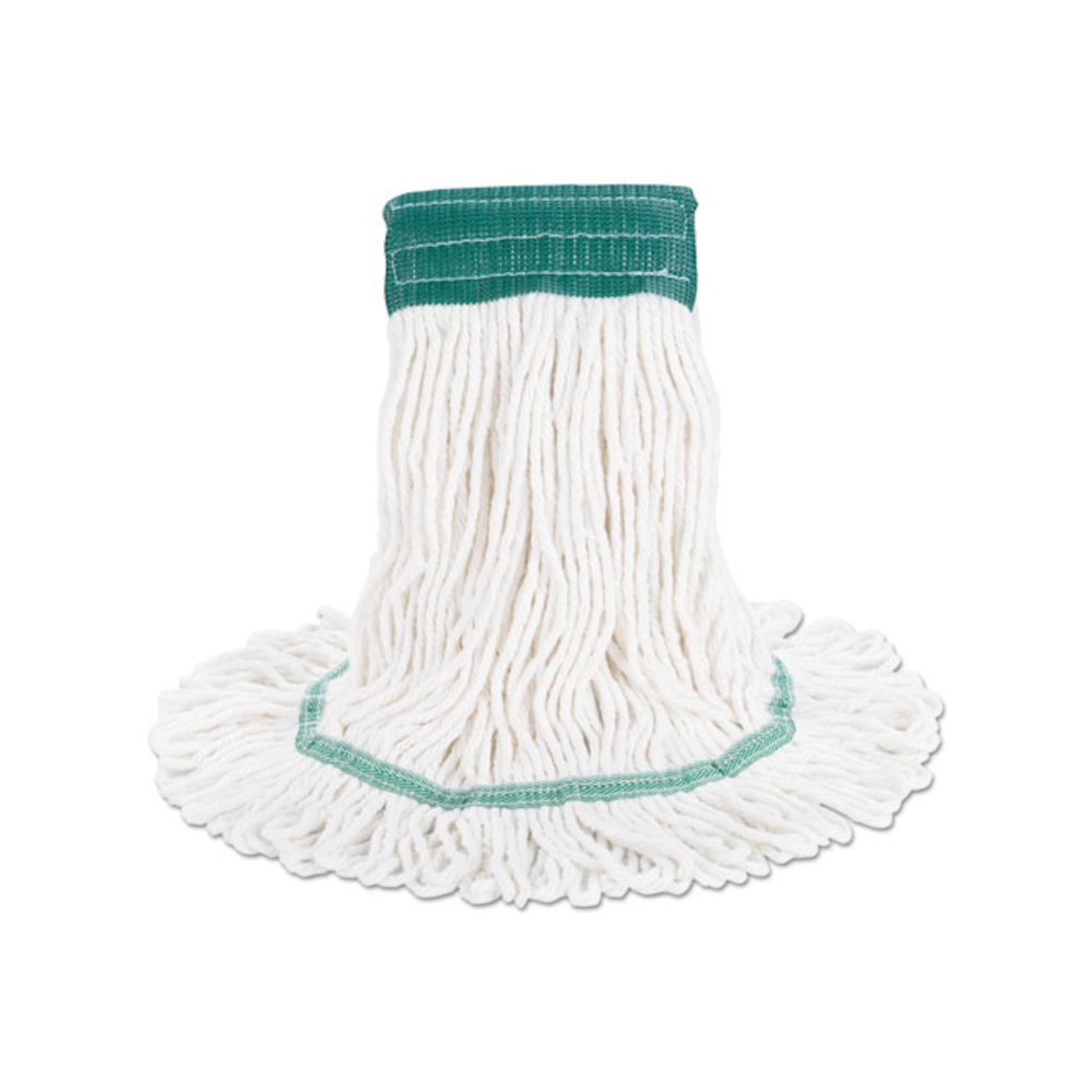 Super Loop Wet Mop Head, Cotton/Synthetic Fiber, 5" Headband, Medium Size, White, 12/Carton. Picture 8
