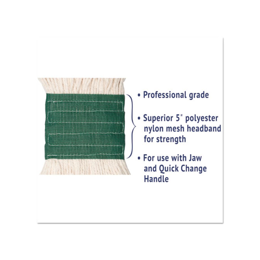 Super Loop Wet Mop Head, Cotton/Synthetic Fiber, 5" Headband, Medium Size, White, 12/Carton. Picture 5