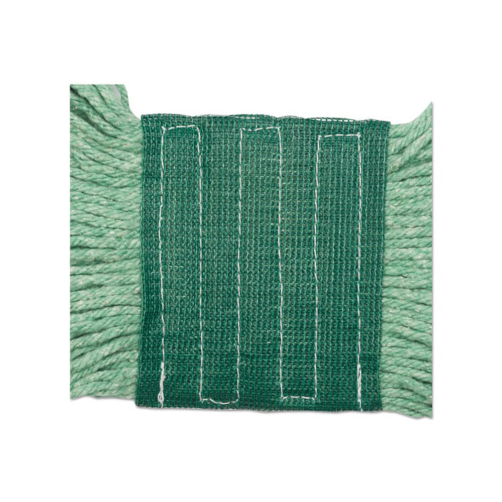 Super Loop Wet Mop Head, Cotton/Synthetic Fiber, 5" Headband, Medium Size, Green, 12/Carton. Picture 10