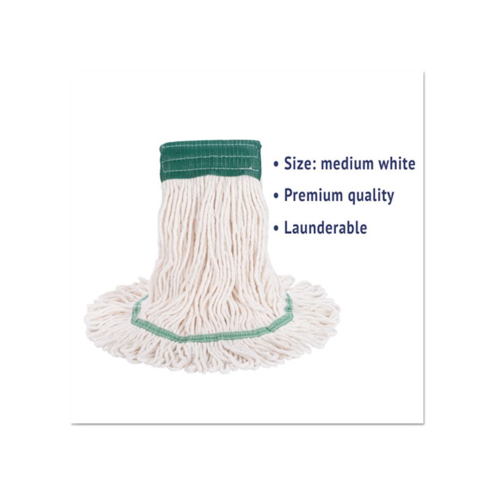 Super Loop Wet Mop Head, Cotton/Synthetic Fiber, 5" Headband, Medium Size, White, 12/Carton. Picture 3