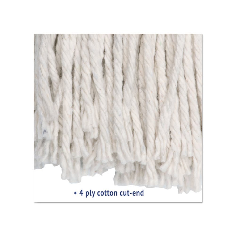 Premium Cut-End Wet Mop Heads, Cotton, 24 oz, White, 12/Carton. Picture 4
