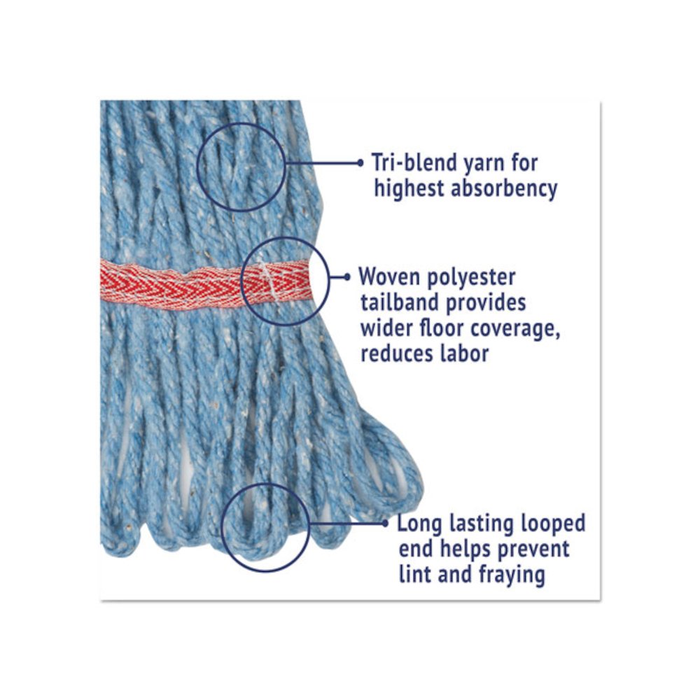 Super Loop Wet Mop Head, Cotton/Synthetic Fiber, 5" Headband, Large Size, Blue. Picture 3