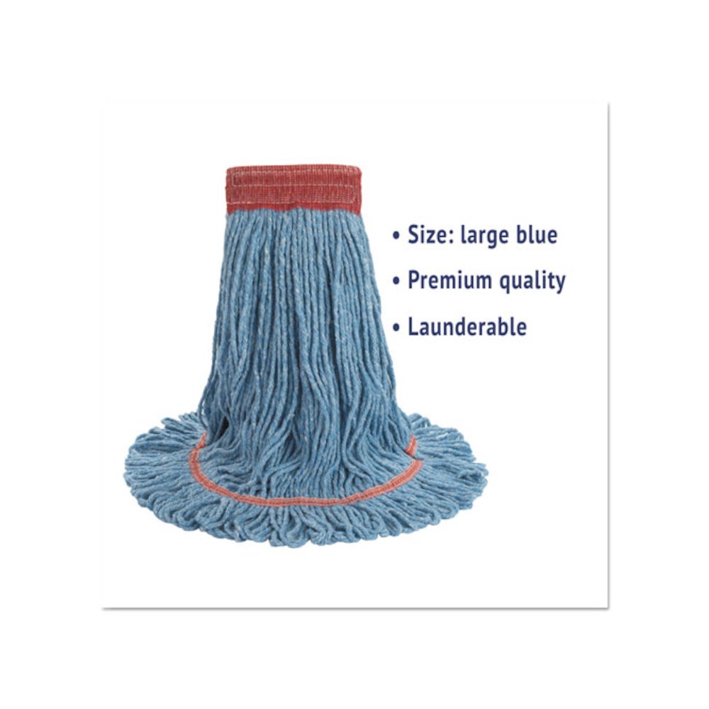 Super Loop Wet Mop Head, Cotton/Synthetic Fiber, 5" Headband, Large Size, Blue. Picture 2