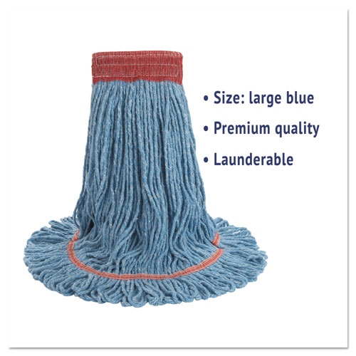 Super Loop Wet Mop Head, Cotton/Synthetic Fiber, 5" Headband, Large Size, Blue, 12/Carton. Picture 3