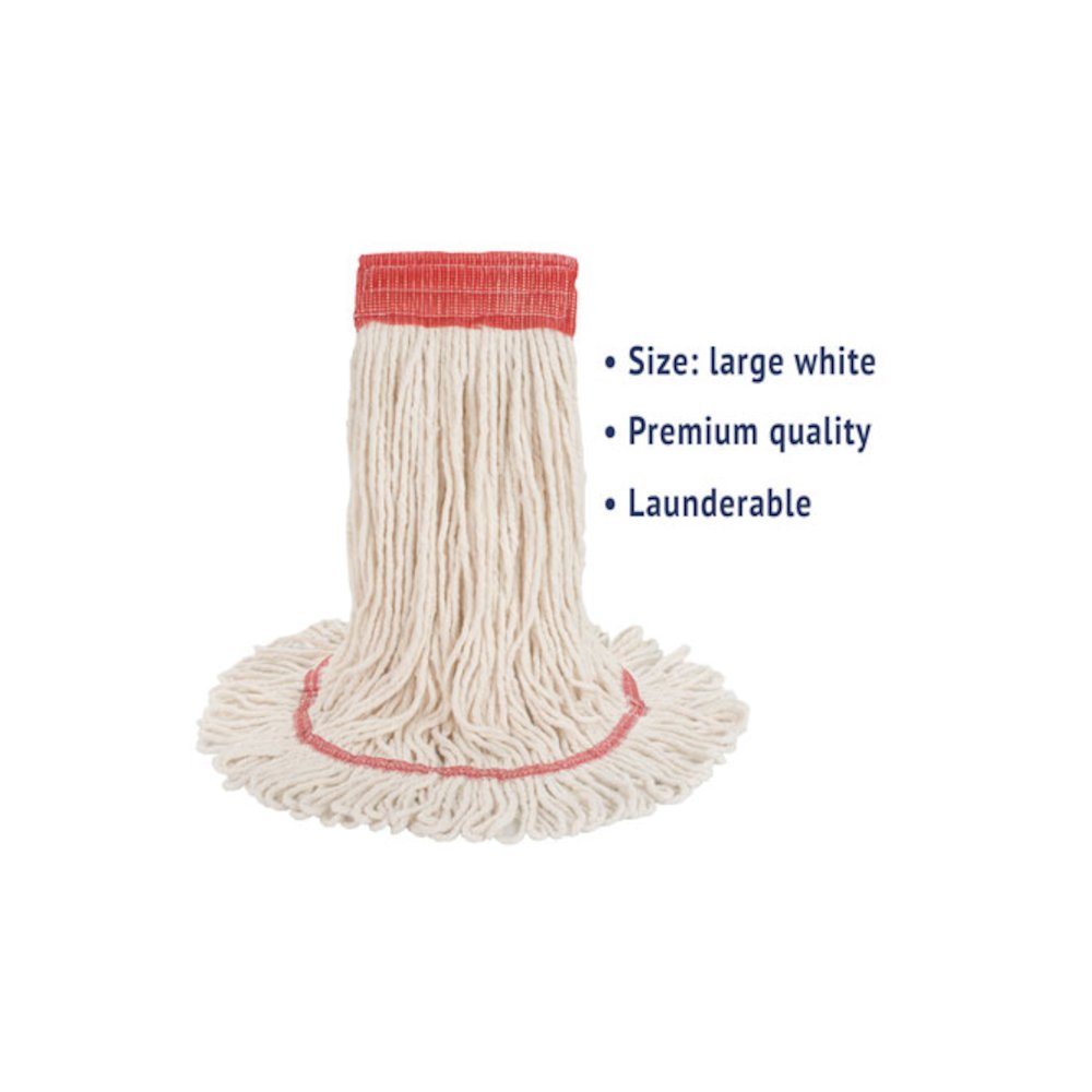 Super Loop Wet Mop Head, Cotton/Synthetic Fiber, 5" Headband, Large Size, White, 12/Carton. Picture 3