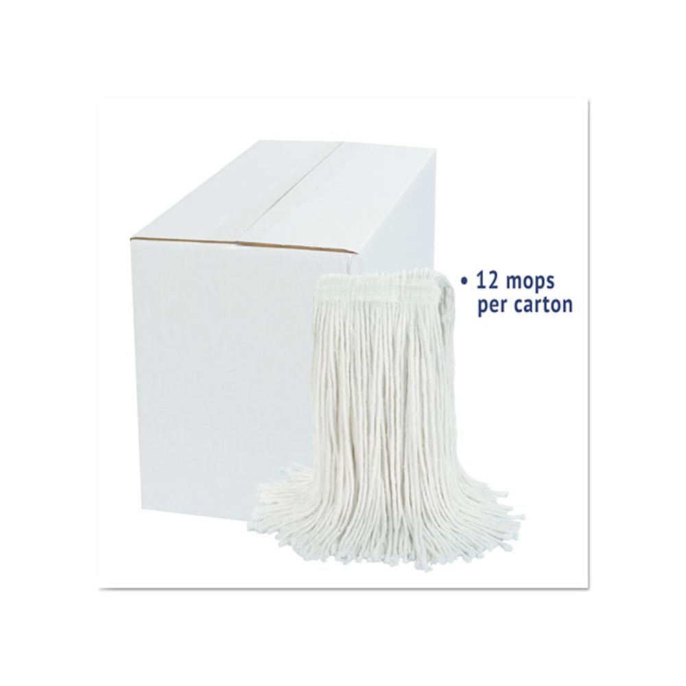 Cut-End Wet Mop Head, Rayon, #24, White, 12/Carton. Picture 2