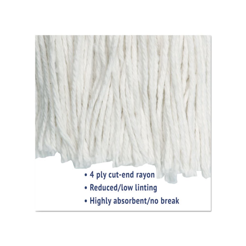 Cut-End Wet Mop Head, Rayon, #24, White, 12/Carton. Picture 4