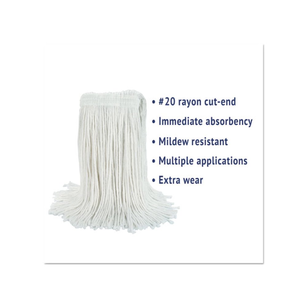 Cut-End Wet Mop Head, Rayon, #20, White, 12/Carton. Picture 3