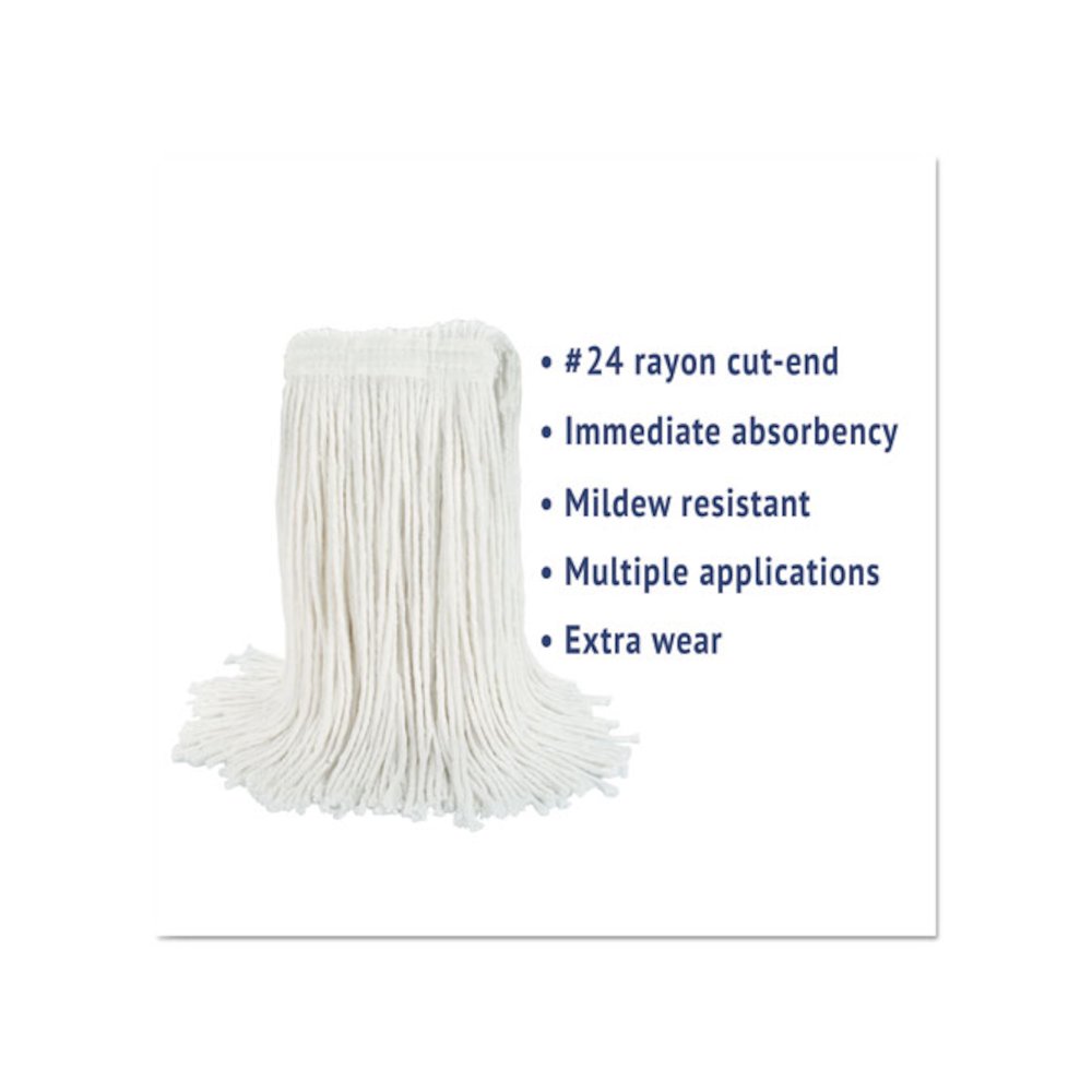Cut-End Wet Mop Head, Rayon, #24, White. Picture 2