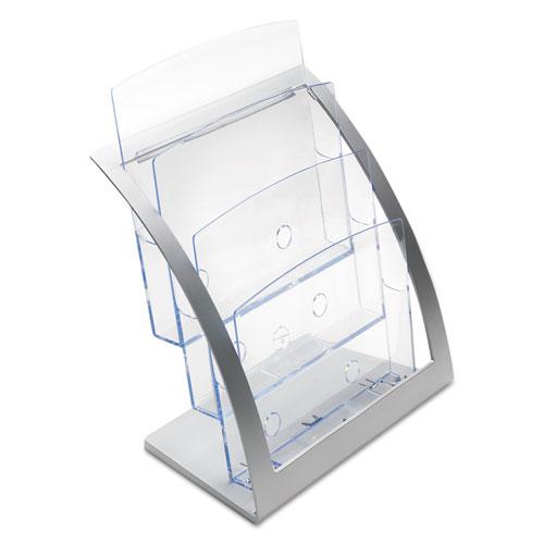 3-Tier Literature Holder, Leaflet Size, 11.25w x 6.94d x 13.31h, Silver. Picture 6