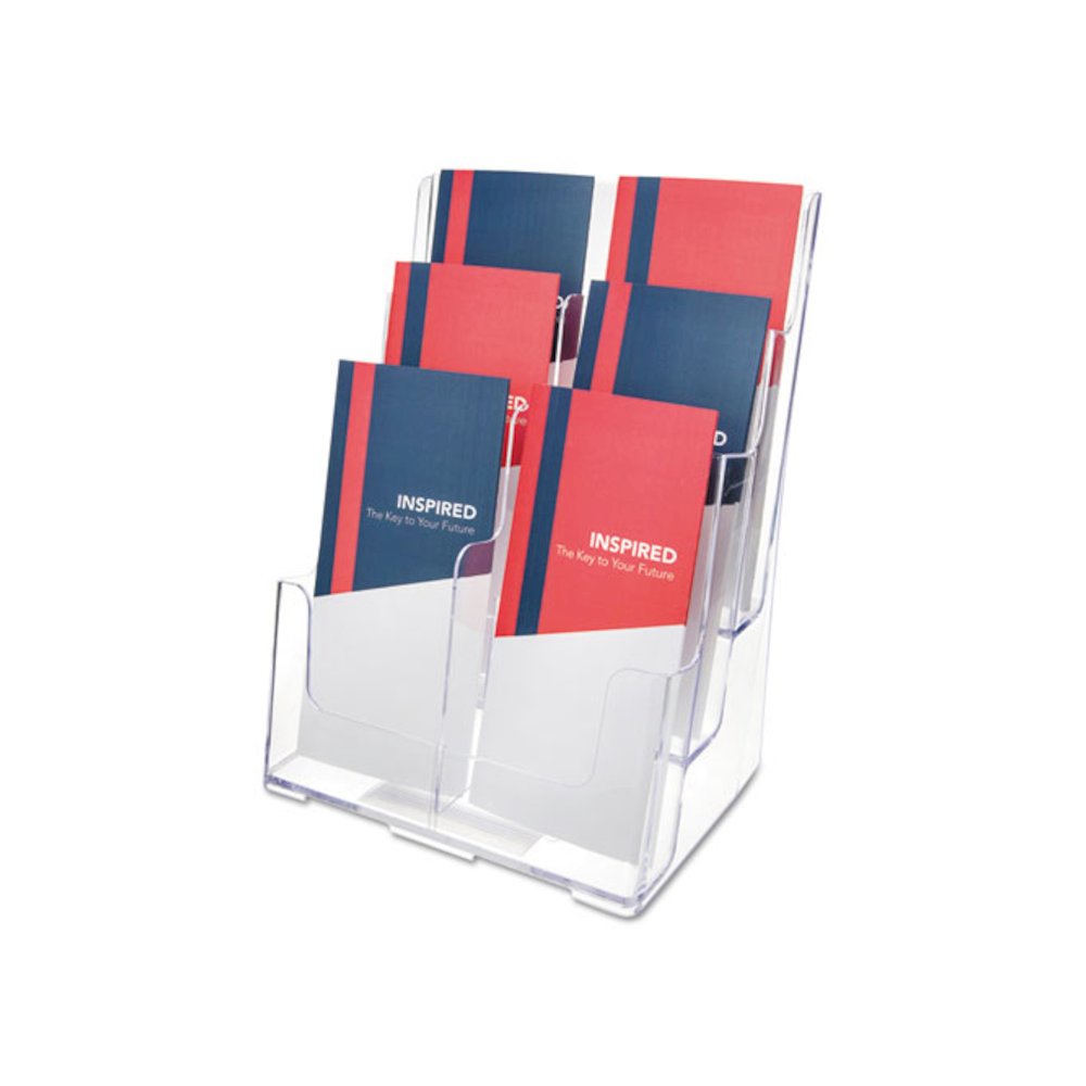6-Compartment DocuHolder, Leaflet Size, 9.63w x 6.25d x 12.63h, Clear. Picture 1