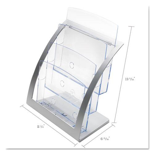 3-Tier Literature Holder, Leaflet Size, 11.25w x 6.94d x 13.31h, Silver. Picture 4