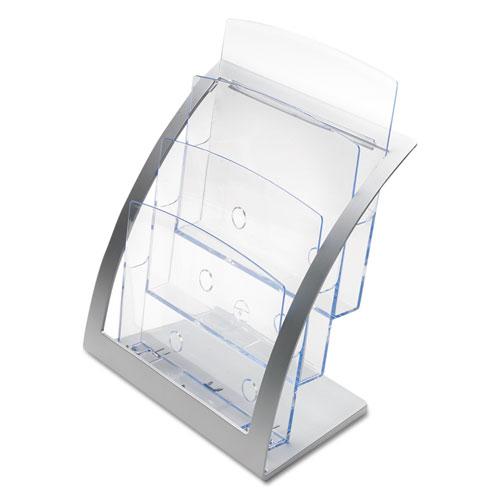 3-Tier Literature Holder, Leaflet Size, 11.25w x 6.94d x 13.31h, Silver. Picture 5