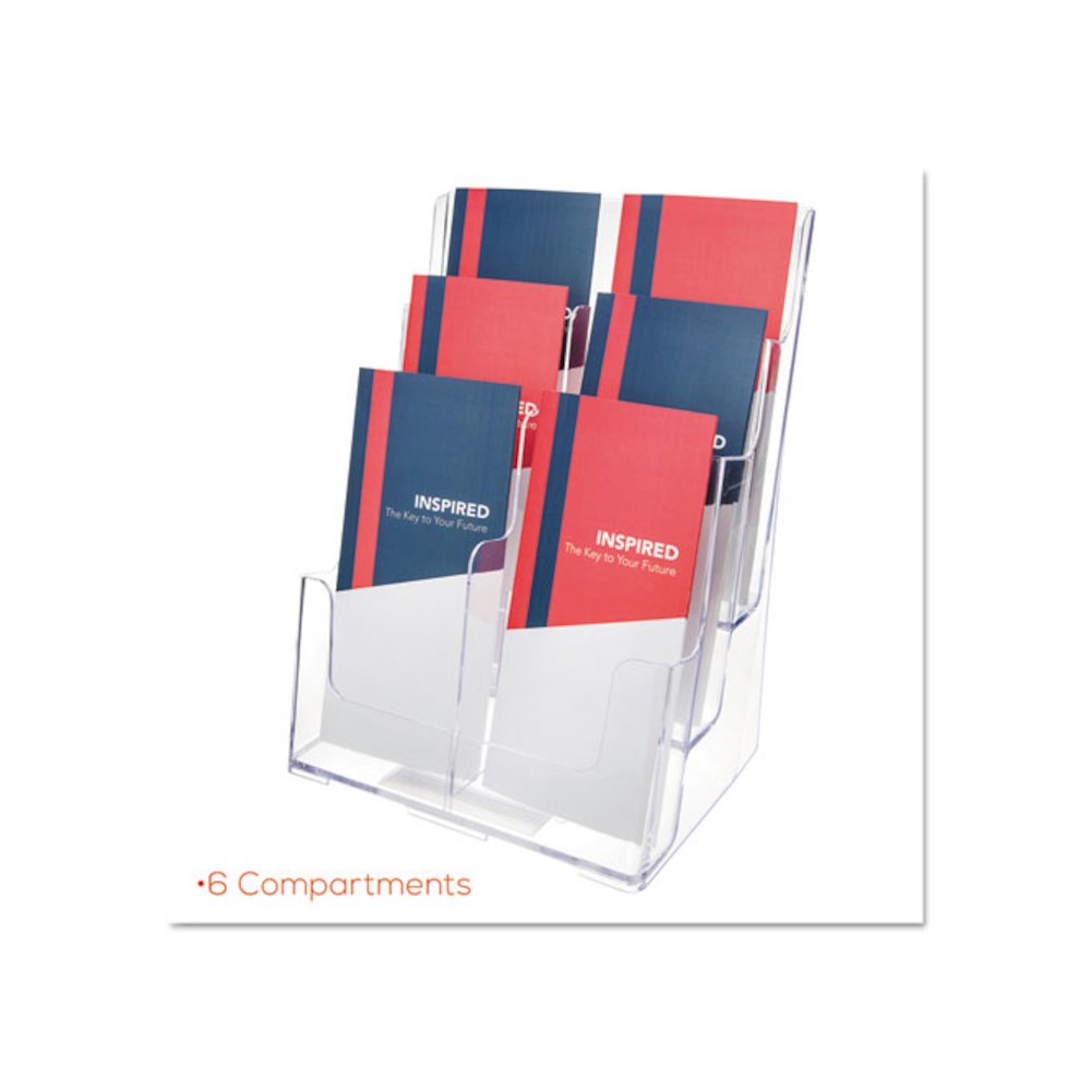 6-Compartment DocuHolder, Leaflet Size, 9.63w x 6.25d x 12.63h, Clear. Picture 9