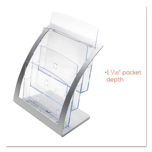 3-Tier Literature Holder, Leaflet Size, 11.25w x 6.94d x 13.31h, Silver. Picture 9