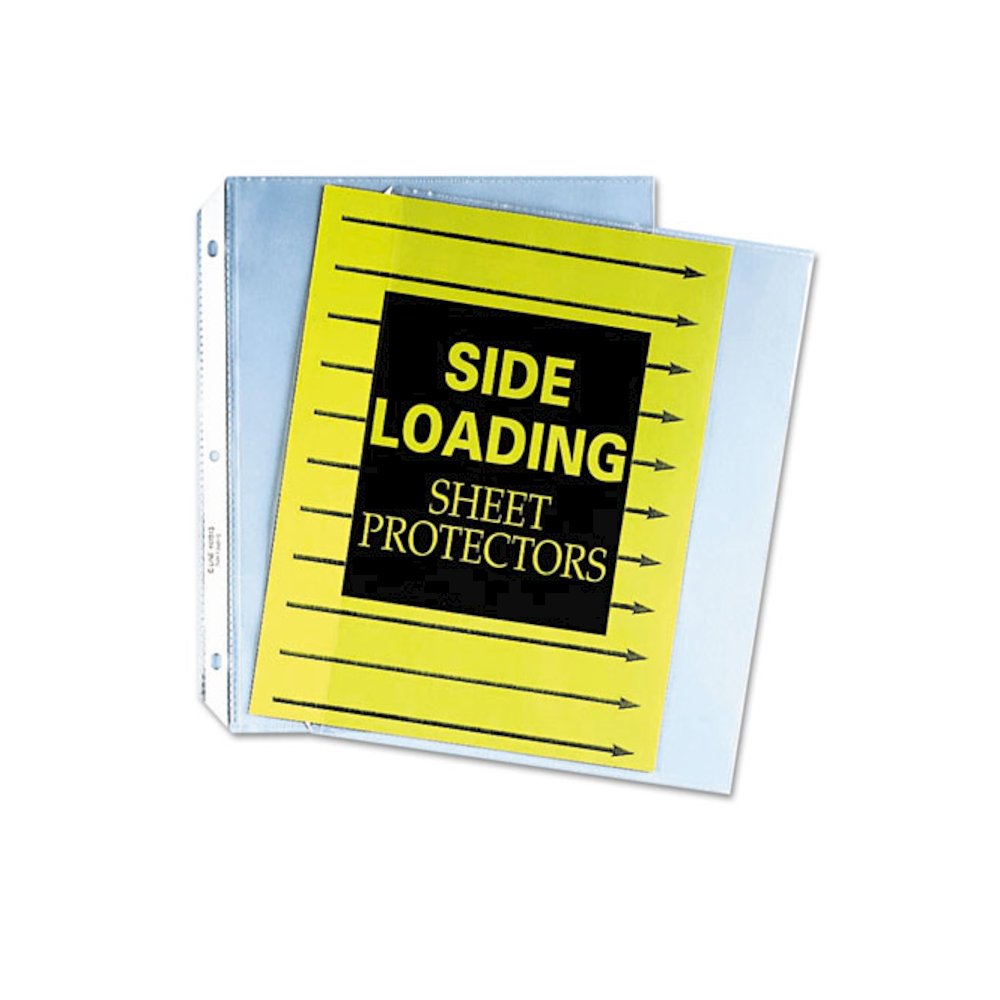 Side Loading Polypropylene Sheet Protectors, Heavy-Duty, Side: 3-Hole Punched, Side Load 8.5 x 11 Insert, Clear Front, 50/Box. Picture 2