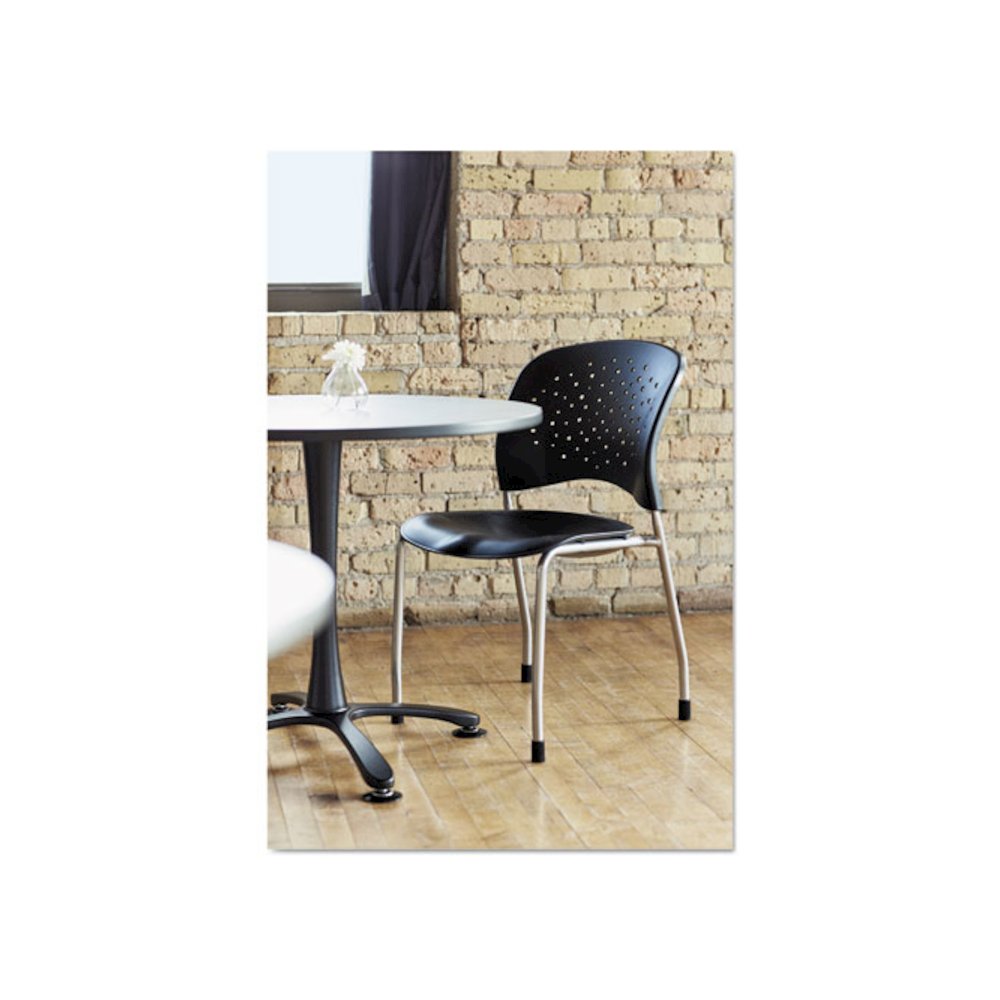 Reve Guest Chair with Straight Legs, 19" x 24.5" x 33.5", Black Seat, Black Back, Silver Base, 2/Carton. Picture 2