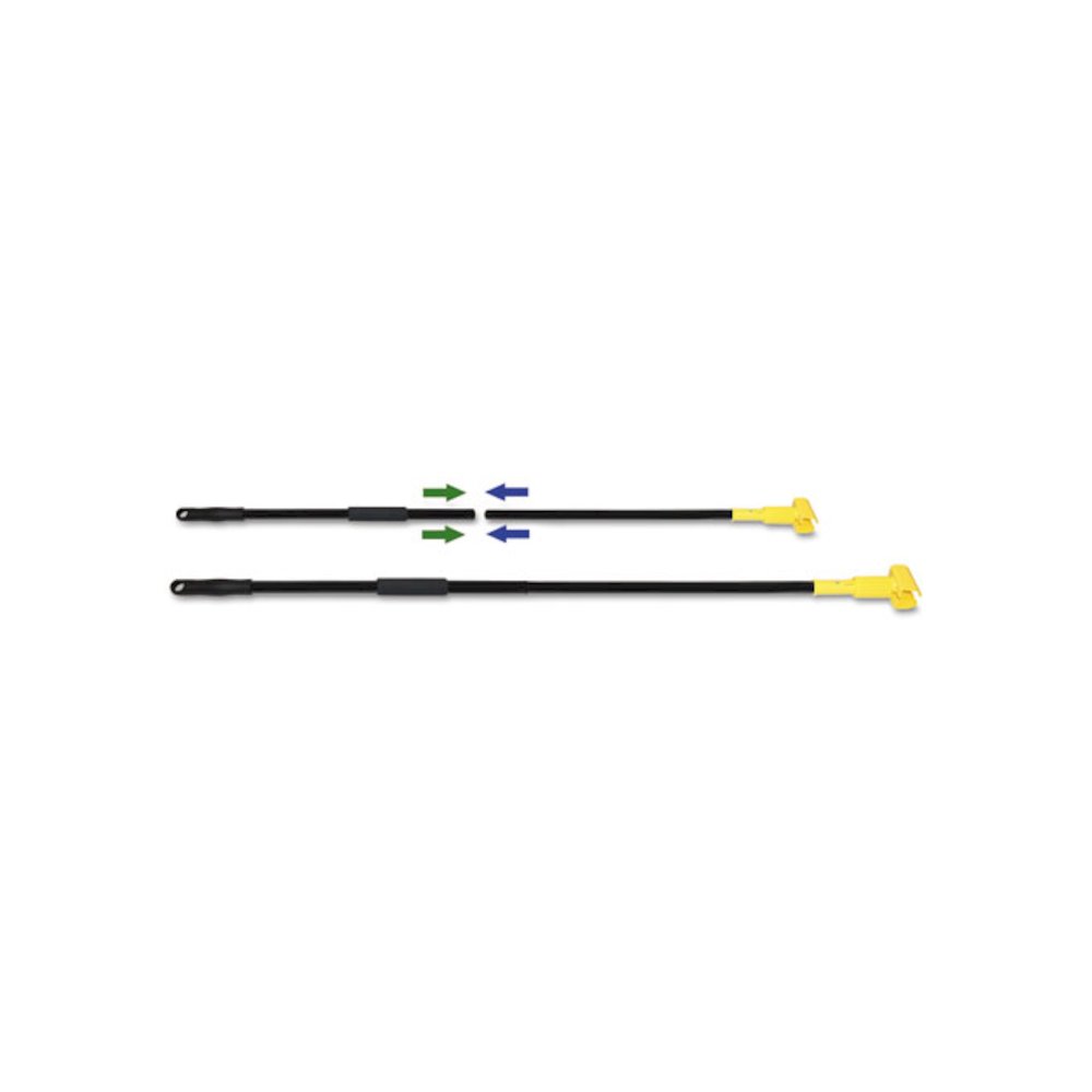 Two-Piece Metal Handle with Plastic Jaw Head, 1.5" dia x 59", Black/Yellow. Picture 1