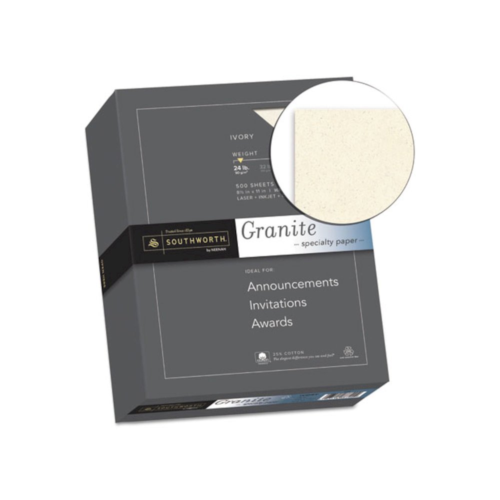 Granite Specialty Paper, 24 lb Bond Weight, 8.5 x 11, Ivory, 500/Ream. Picture 2