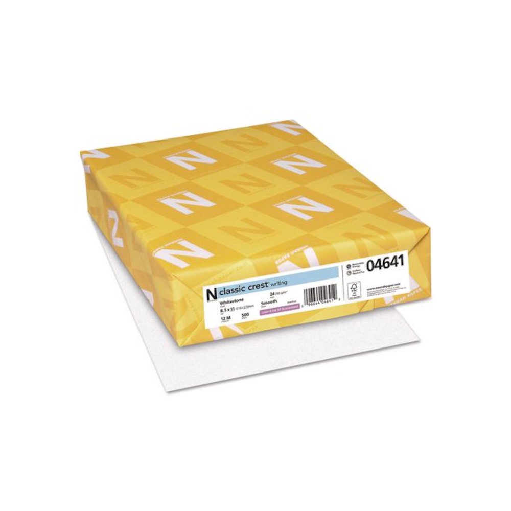 CLASSIC CREST Stationery Writing Paper, 24 lb Bond Weight, 8.5 x 11, Whitestone, 500/Ream. Picture 1