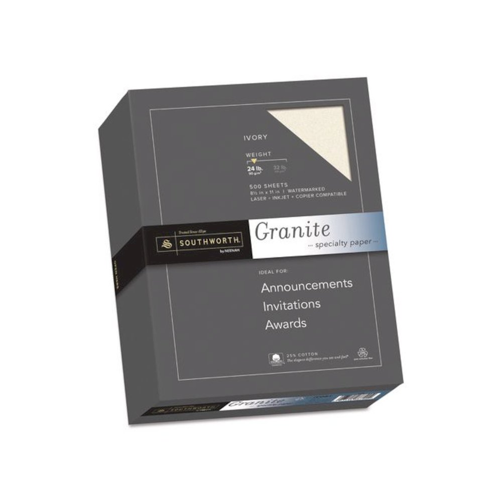 Granite Specialty Paper, 24 lb Bond Weight, 8.5 x 11, Ivory, 500/Ream. Picture 1