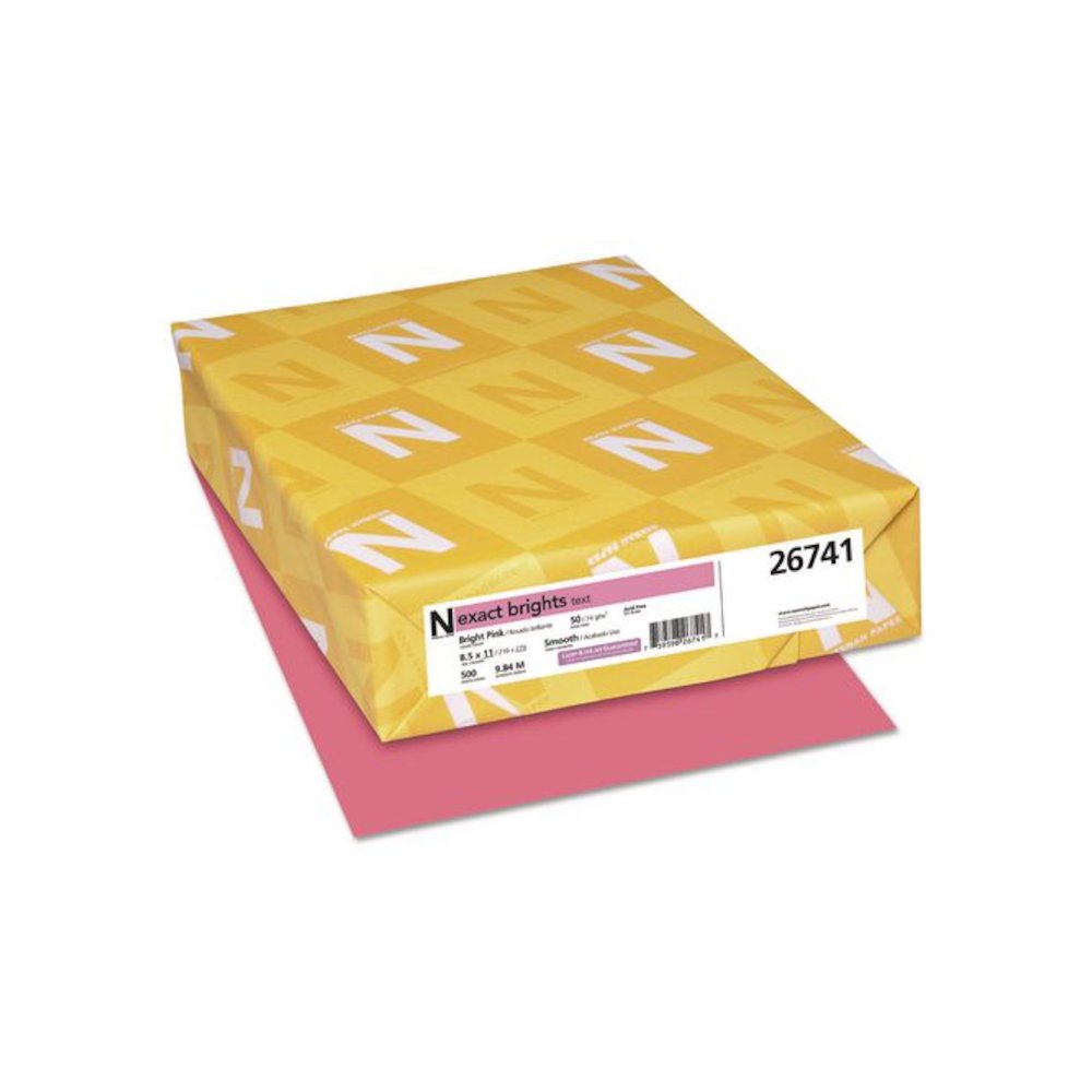 Exact Brights Paper, 20 lb Bond Weight, 8.5 x 11, Bright Pink, 500/Ream. Picture 1