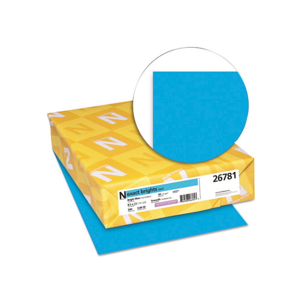 Exact Brights Paper, 20 lb Bond Weight, 8.5 x 11, Bright Blue, 500/Ream. Picture 2