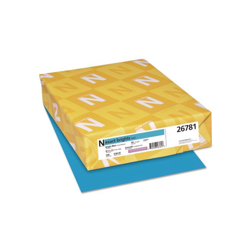 Exact Brights Paper, 20 lb Bond Weight, 8.5 x 11, Bright Blue, 500/Ream. Picture 1