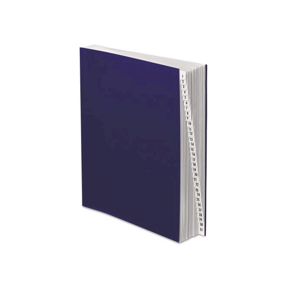 Expanding Desk File, 31 Dividers, Date Index, Letter Size, Dark Blue Cover. Picture 1
