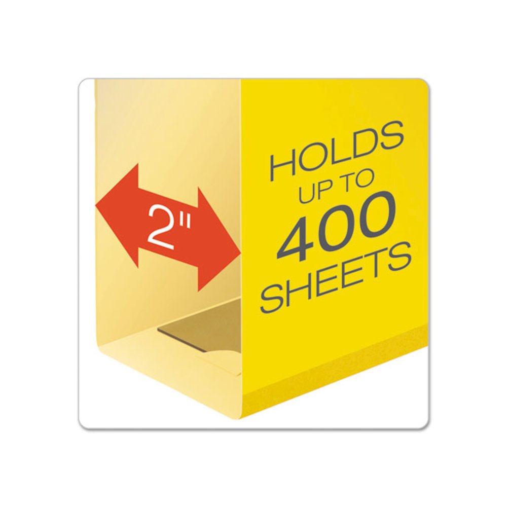 Extra Capacity Reinforced Hanging File Folders with Box Bottom, 2" Capacity, Letter Size, 1/5-Cut Tabs, Yellow, 25/Box. Picture 2