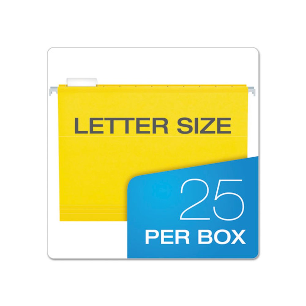 Extra Capacity Reinforced Hanging File Folders with Box Bottom, 2" Capacity, Letter Size, 1/5-Cut Tabs, Yellow, 25/Box. Picture 6