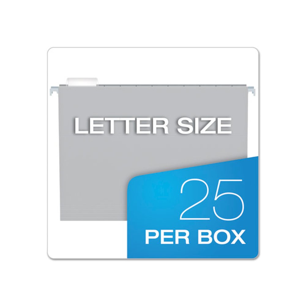 Colored Hanging Folders, Letter Size, 1/5-Cut Tabs, Gray, 25/Box. Picture 5