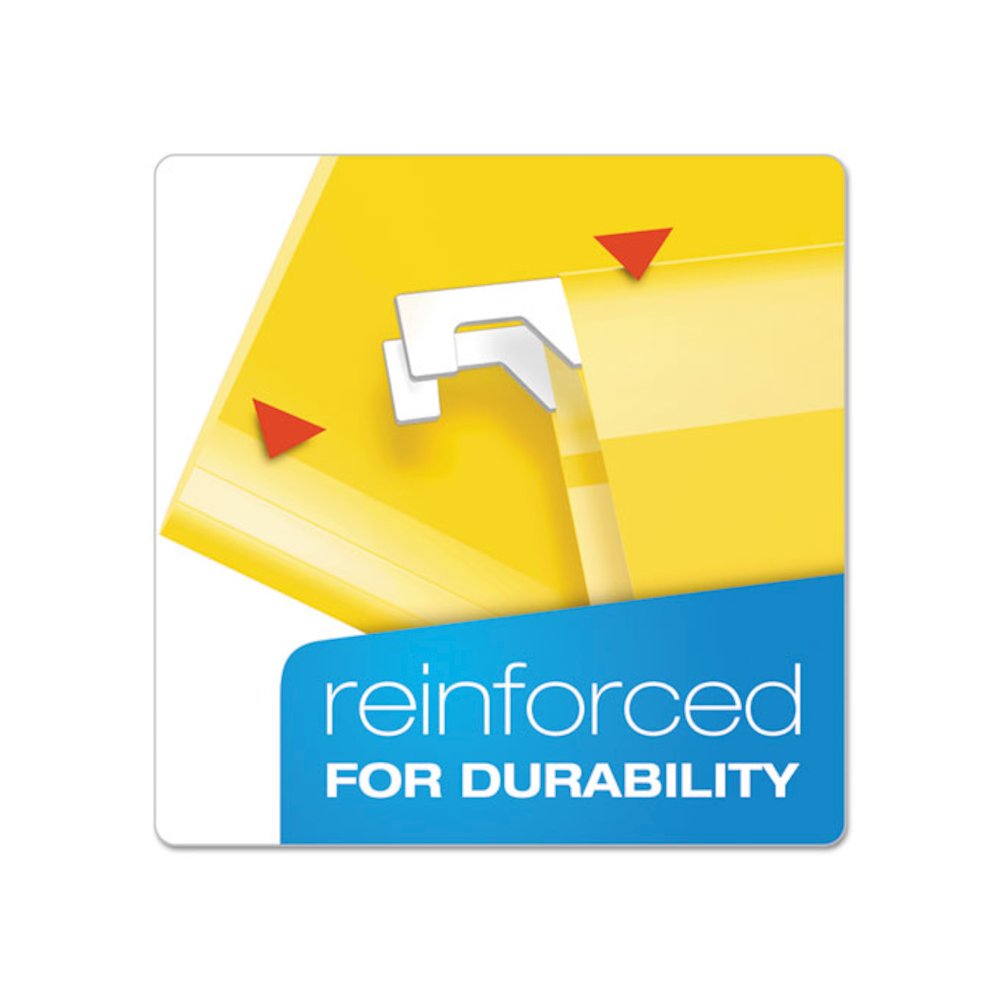 Extra Capacity Reinforced Hanging File Folders with Box Bottom, 2" Capacity, Letter Size, 1/5-Cut Tabs, Yellow, 25/Box. Picture 3