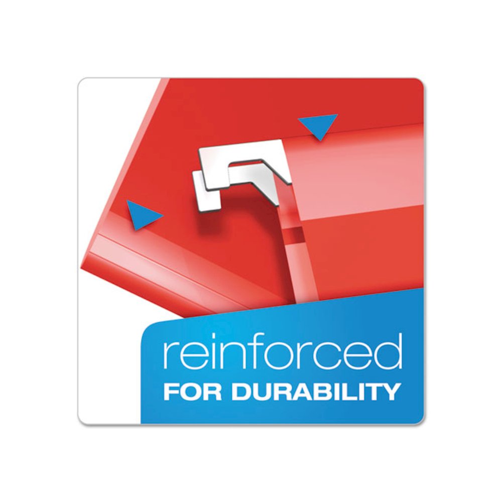 Extra Capacity Reinforced Hanging File Folders with Box Bottom, 2" Capacity, Letter Size, 1/5-Cut Tabs, Red, 25/Box. Picture 3