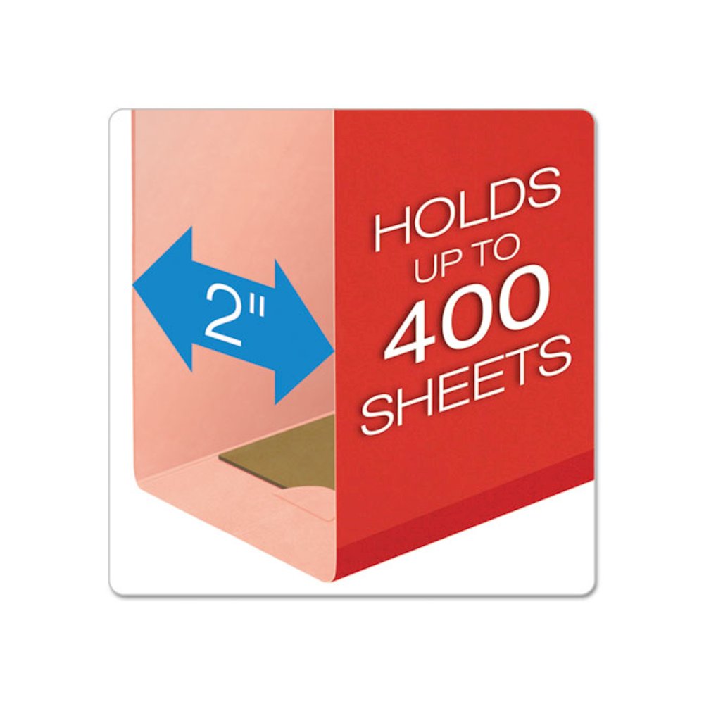 Extra Capacity Reinforced Hanging File Folders with Box Bottom, 2" Capacity, Letter Size, 1/5-Cut Tabs, Red, 25/Box. Picture 2
