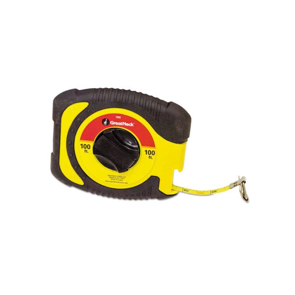 English Rule Measuring Tape, 0.38" x 100 ft, Steel, Yellow. Picture 1