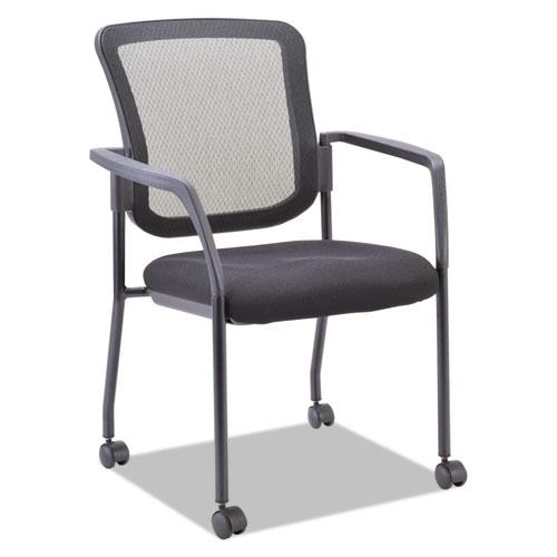 Alera Elusion Series Mesh Back Stacking Guest Chair, 26" x 25.6" x 36.2", Black Seat, Black Back, Black Base. Picture 3