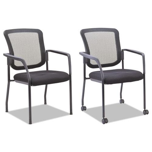 Alera Elusion Series Mesh Back Stacking Guest Chair, 26" x 25.6" x 36.2", Black Seat, Black Back, Black Base. Picture 1