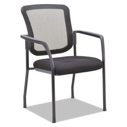 Alera Elusion Series Mesh Back Stacking Guest Chair, 26" x 25.6" x 36.2", Black Seat, Black Back, Black Base. Picture 2