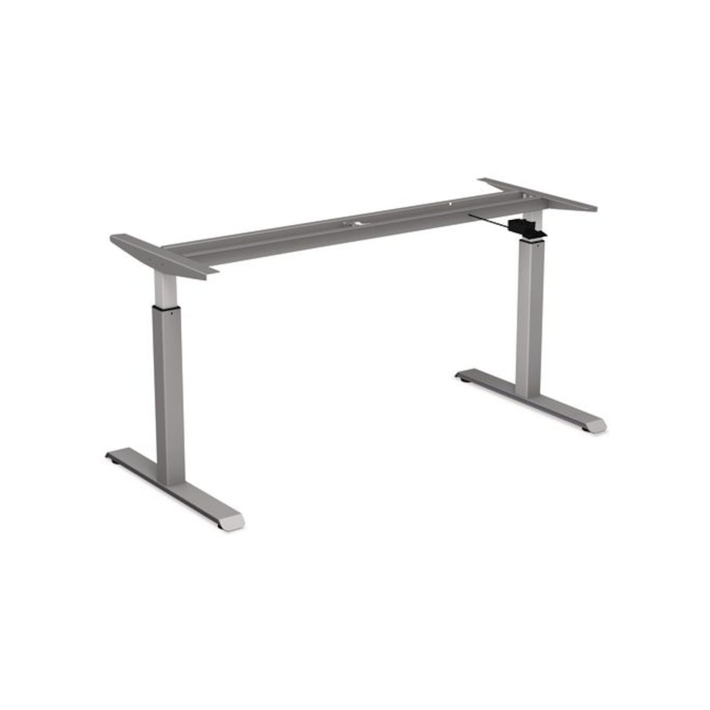 Alera AdaptivErgo Sit-Stand Pneumatic Height-Adjustable Table Base, 59.06" x 28.35" x 26.18" to 39.57", Gray. Picture 1
