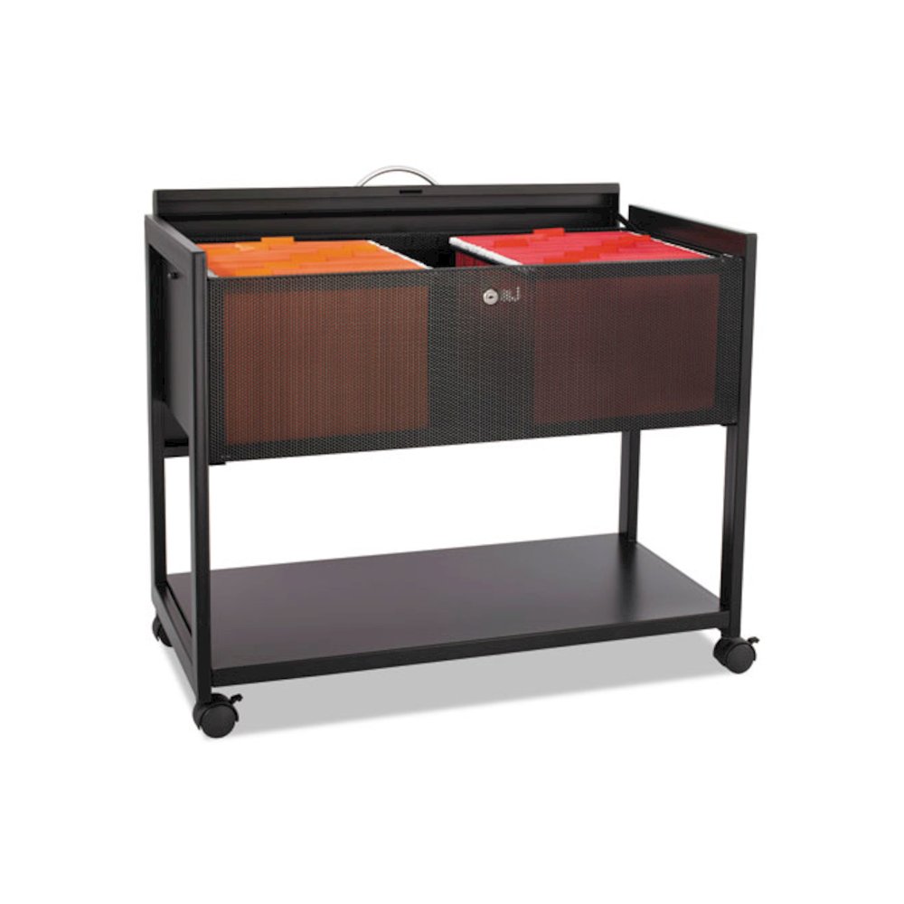 Locking Top Mobile Tub File, Metal, 1 Shelf, 1 Bin, 33.25" x 17" x 27", Black. Picture 1