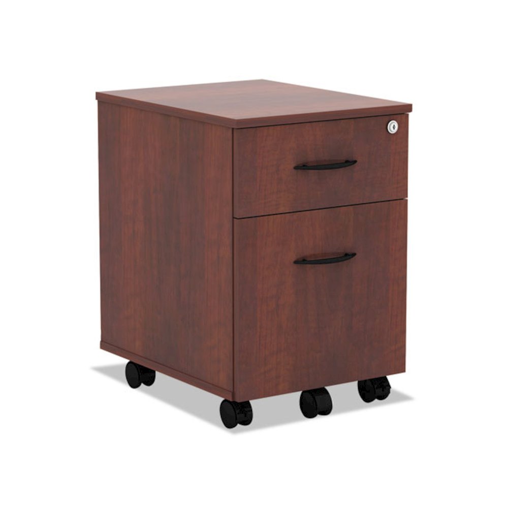 Alera Valencia Series Mobile Pedestal, Left/Right, 2-Drawers: Box/File, Legal/Letter, Medium Cherry, 15.88" x 19.13" x 22.88". Picture 1