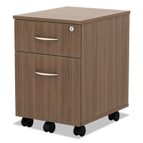 Alera Valencia Series Mobile Pedestal, Left/Right, 2-Drawers: Box/File, Legal/Letter, Modern Walnut, 15.88" x 19.13" x 22.88". Picture 2