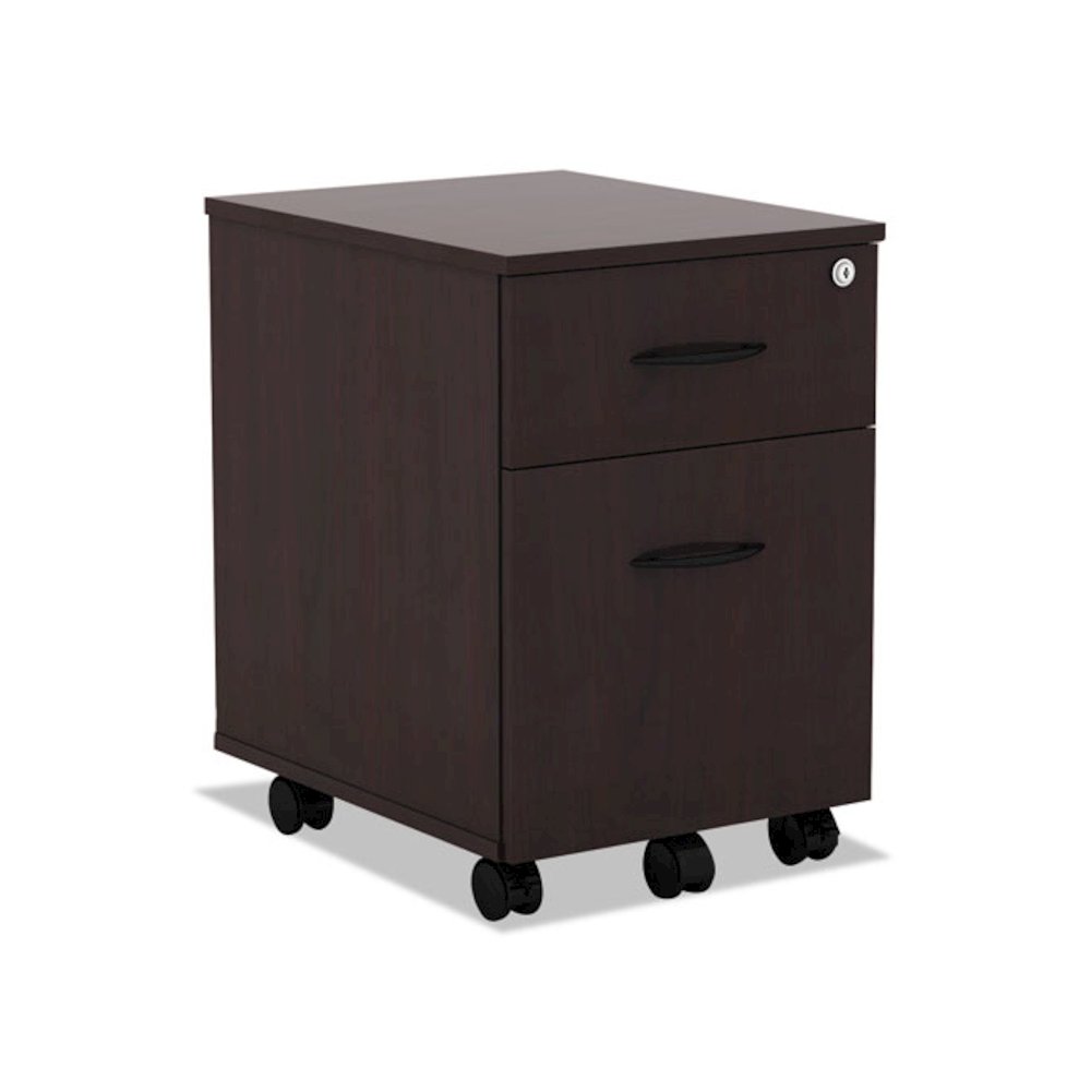 Alera Valencia Series Mobile Pedestal, Left or Right, 2-Drawers: Box/File, Legal/Letter, Mahogany, 15.88" x 19.13" x 22.88". Picture 1